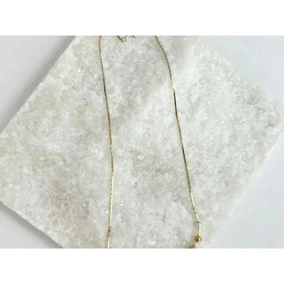 Vintage Gold & Pearl Adorned Cobra Style Chain Retro Necklace - 18" - Picture 3 of 6